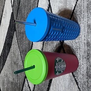 STARBUCKS RARE MATTLE STAINLESS STEEL 16OZ TUMBLER BUNDLE